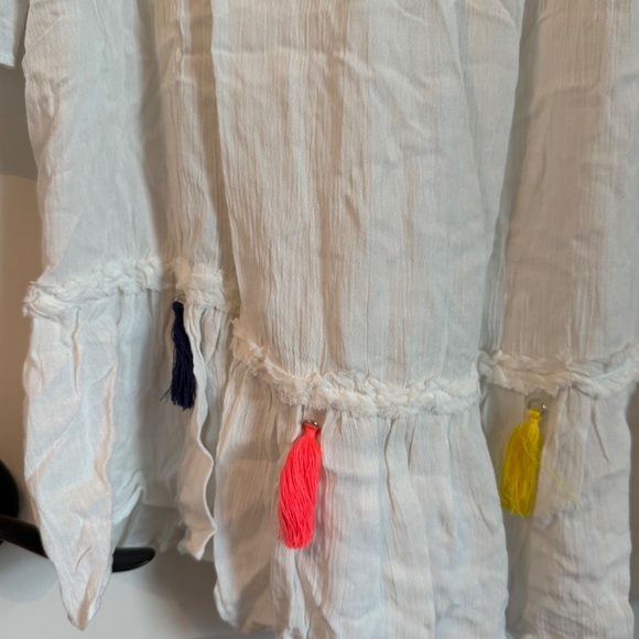 Surf Gypsy White Tassel off Shoulder Cover Up Dress MEDIUM - Picture 12 of 15